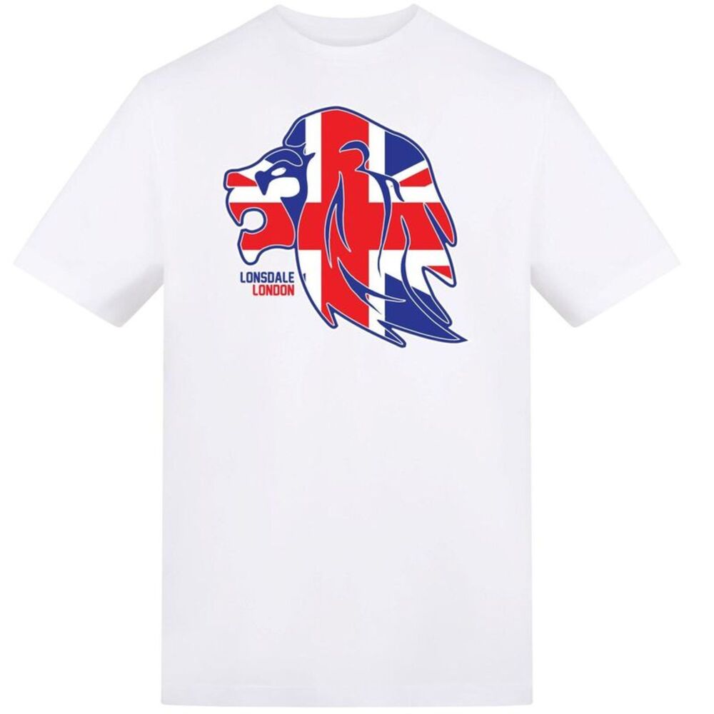Lonsdale Mens Lion Face Relaxed Fit T-Shirt / White